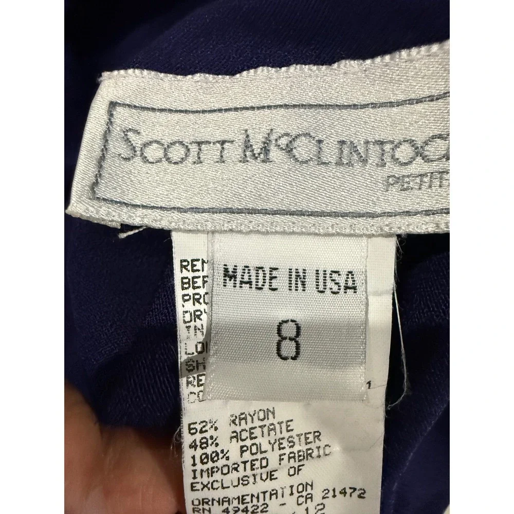 Scott‎ McClintock Petite Vintage Blue Gown Rhinestone Shoulder Detail Dress 8P